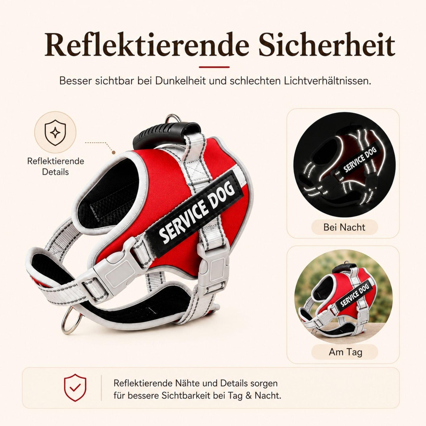 Reflektierendes Hundegeschirr, sicher & verstellbar