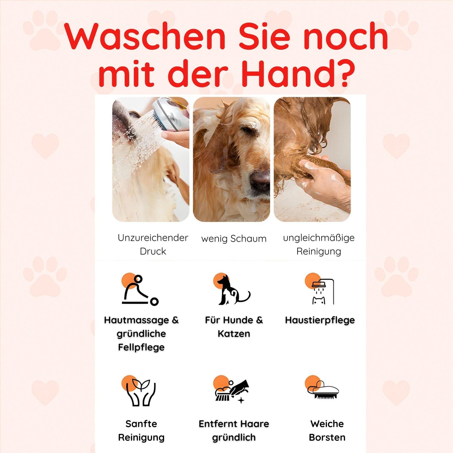 Silikon-Massagebürste für Haustiere Happy Little Paws