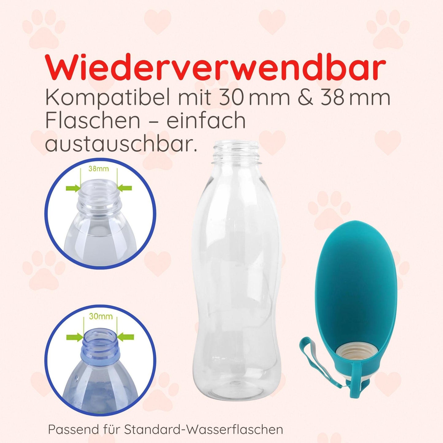 Trinkflasche mit Blattdesign - Happylittlepaws