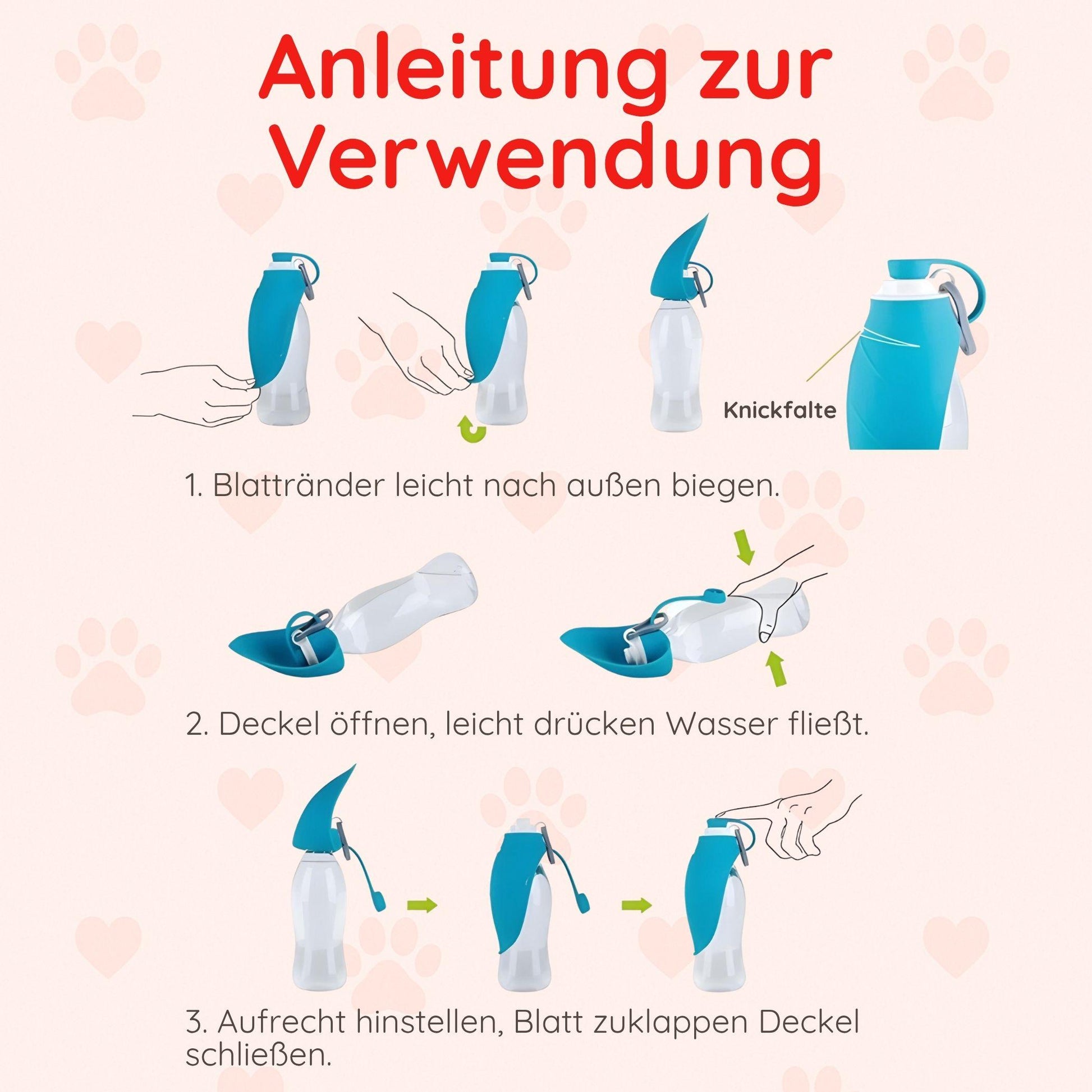 Trinkflasche mit Blattdesign - Happylittlepaws