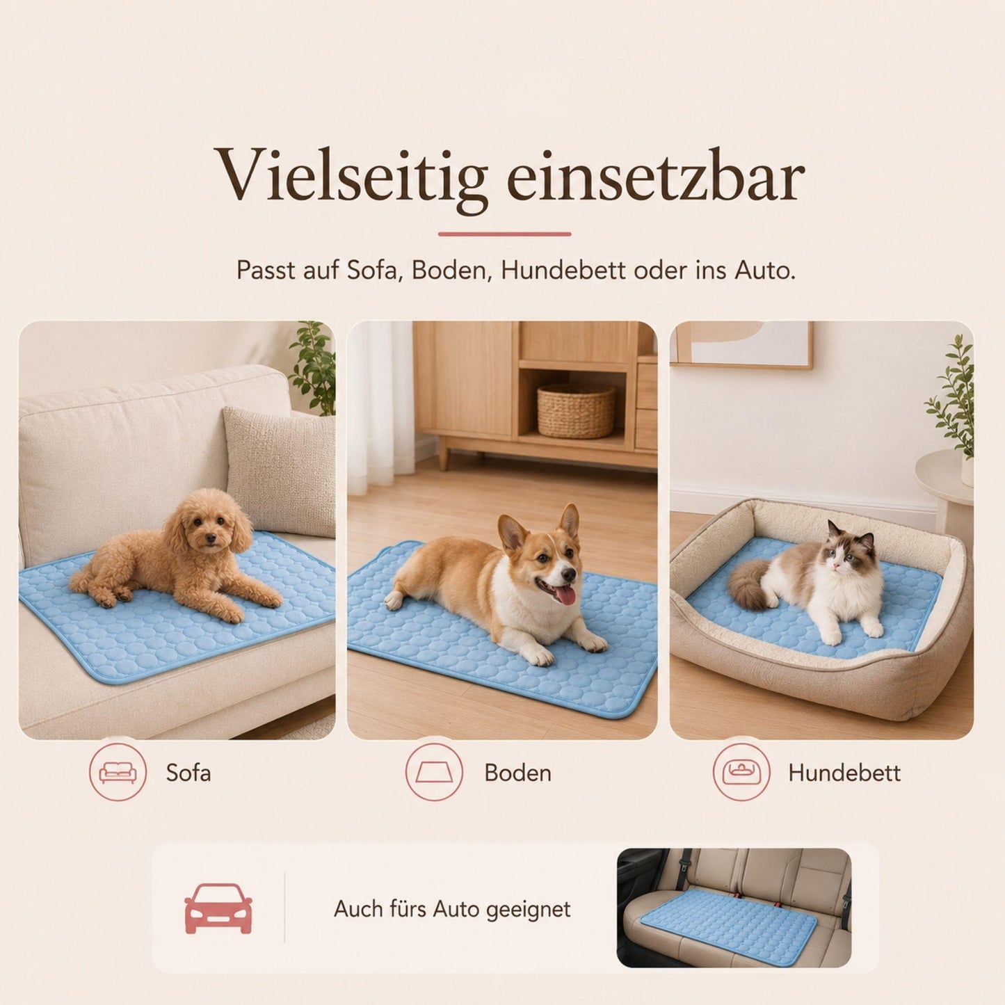 Kühlmatte für Hunde und Katzen, Leicht & atmungsaktiv für warme Tage